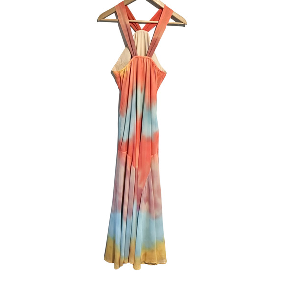 Sundance Maxi Dress Rainbow Sherbet Ombre Flowy Maxi Chiffon Halter BRAND NEW - Picture 5 of 10